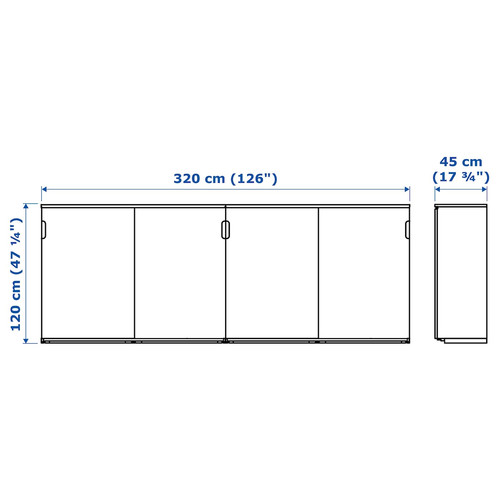 GALANT Storage combination w sliding doors, white, 320x120 cm