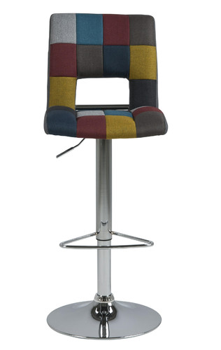 Bar Stool Sylvia, patchwork/brushed metal