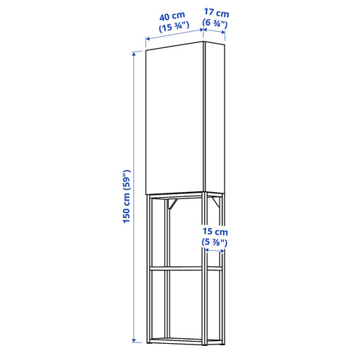 ENHET Storage combination, anthracite/grey frame, 40x17x150 cm