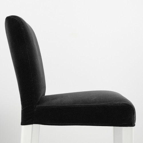 BERGMUND Bar stool with backrest, white, Djuparp dark grey, 62 cm
