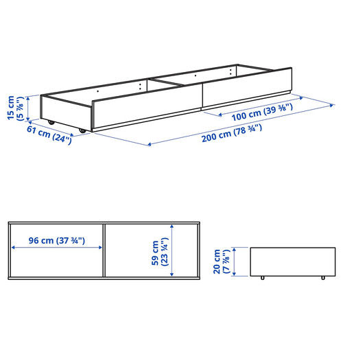 HAUGA Upholstered bed storage box, Vissle grey, 200 cm