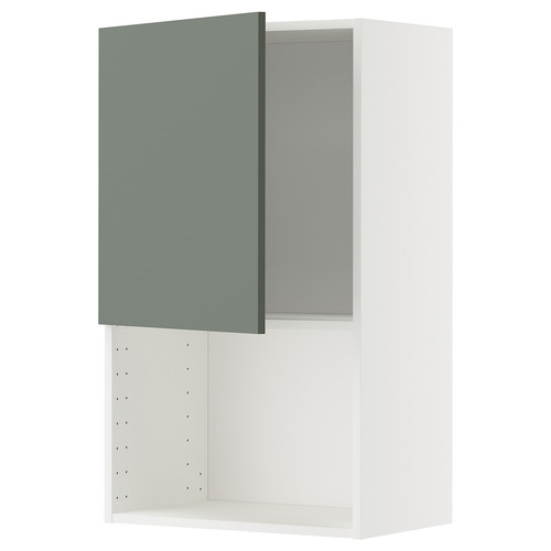 METOD Wall cabinet for microwave oven, white/Nickebo matt grey-green, 60x100 cm