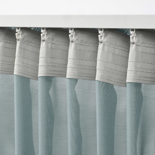 STENFRÖ Sheer curtain, 1 piece, with heading tape/turquoise, 300x300 cm