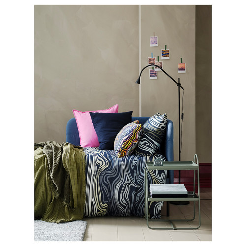 KLIPPNEJLIKA Duvet cover and 2 pillowcases, blue/multicolour, 200x200/50x60 cm