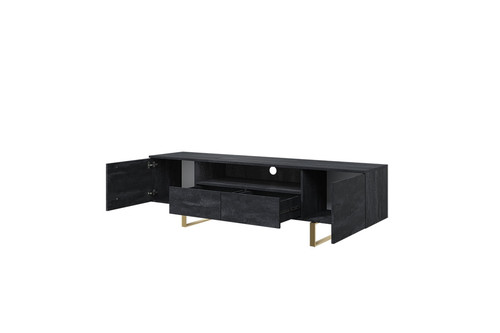 TV Cabinet Verica 200 cm, charcoal/gold legs