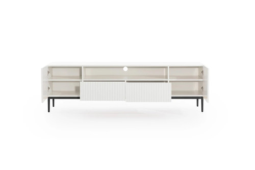 TV Cabinet Nicole 200 cm, matt white, black legs