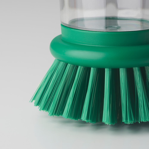 VIDEVECKMAL Dish-washing brush with dispenser, bright green