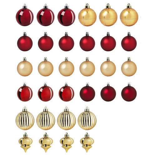 VINTERFINT Decoration bauble, set of 32, red/gold-colour