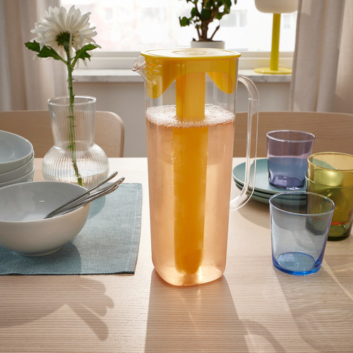 MOPPA Jug with lid, transparent/yellow, 1.7 l