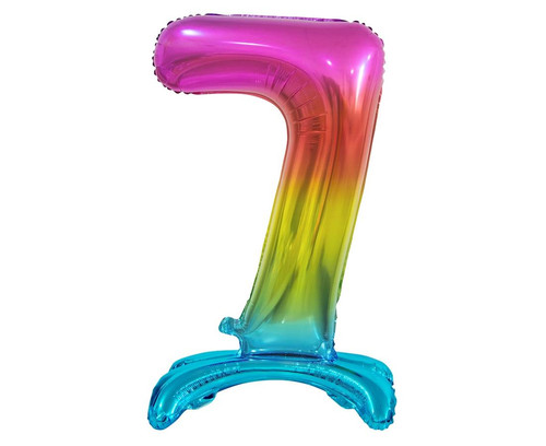 Foil Balloon Number 7 Standing, rainbow, 74cm