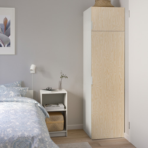 PLATSA Wardrobe with 2 doors, white/Kalbåden lively pine effect, 60x57x221 cm