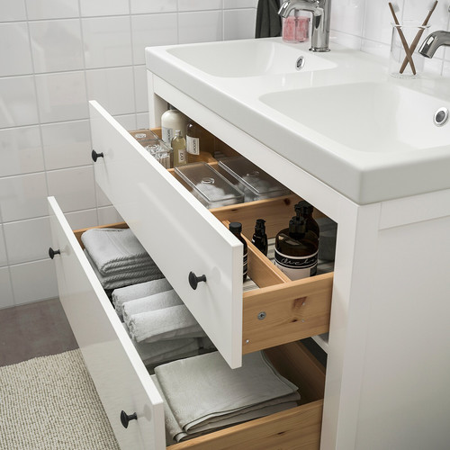 HEMNES / ORRSJÖN Wash-stnd w drawers/wash-basin/taps, white, 102x49x89 cm