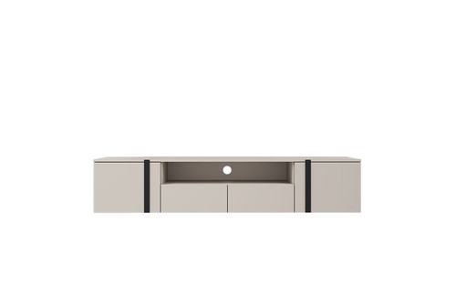 Wall-Mounted TV Cabinet Verica 200 cm, cashmere/black handles