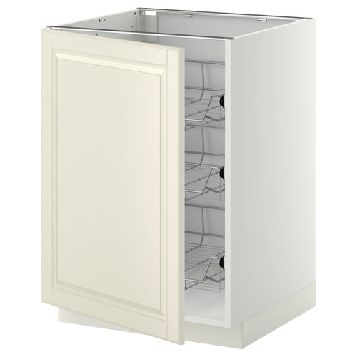 METOD Base cabinet with wire baskets, white/Bodbyn off-white, 60x60 cm