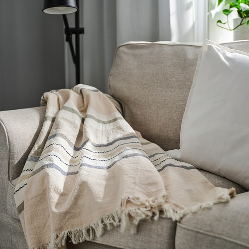 MANTELFLY Throw, off-white/light grey, 130x170 cm