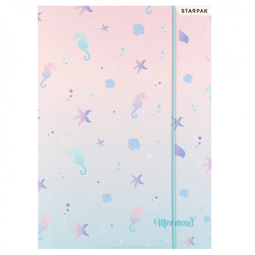 Document File Folder with Elastic Band A4 10pcs Mermaid, assorted patterns