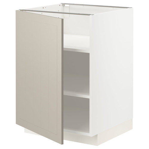 METOD Base cabinet with shelves, white/Stensund beige, 60x60 cm