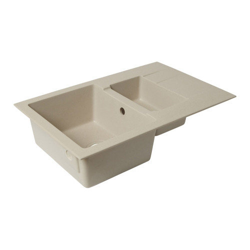 Cooke&Lewis Granite Kitchen Sink Hawking 1.5 Bowl with Drainer, beige