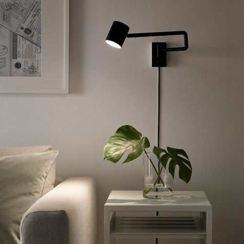 NYMÅNE Wall lamp w swing arm, anthracite