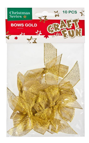 Christmas Decorations Bows Gold 10pcs