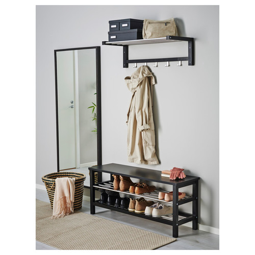 TJUSIG Bench with shoe storage, black, 108x50 cm