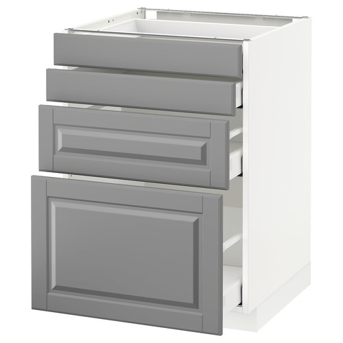 METOD / MAXIMERA Base cab 4 frnts/4 drawers, white/Bodbyn grey, 60x60 cm