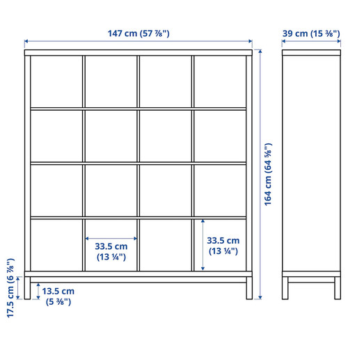 KALLAX Shelving unit with underframe, white stained oak effect/black, 147x164 cm