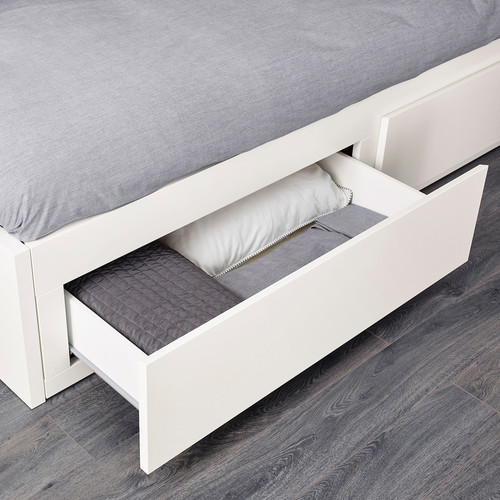 FLEKKE Day-bed w 2 drawers/2 mattresses, white/Vannareid firm, 80x200 cm