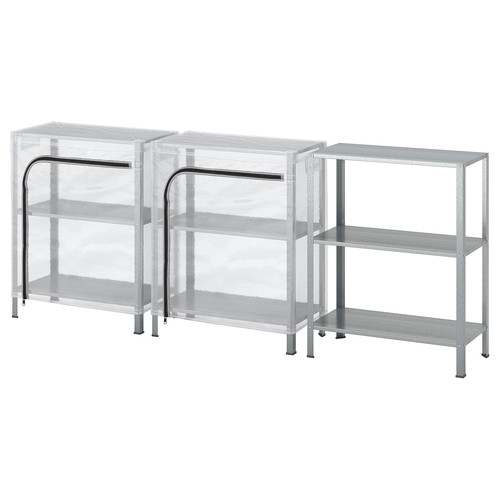 HYLLIS Shelving units with covers, transparent, 180x27x74 cm