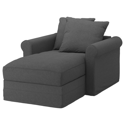 GRÖNLID Cover for chaise longue, Tallmyra medium grey