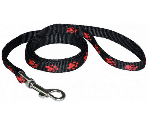 CHABA Dog Leash Paw Pattern 25, black