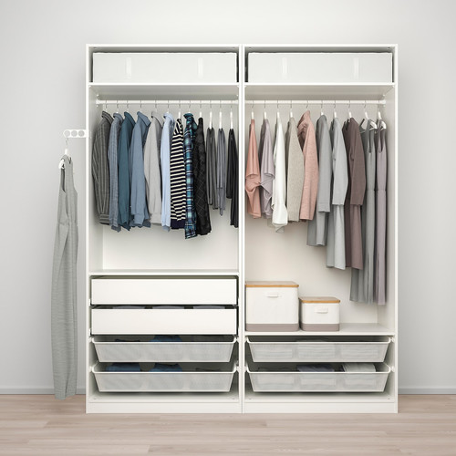 PAX / TYSSEDAL Wardrobe combination, white, mirror glass, 200x60x236 cm