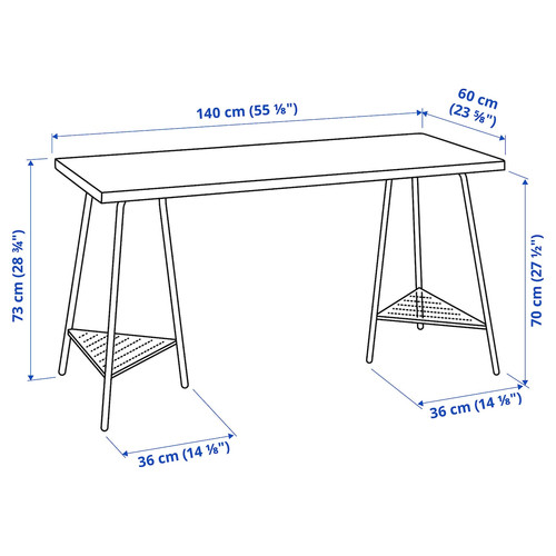 LAGKAPTEN / TILLSLAG Desk, white anthracite/green, 140x60 cm