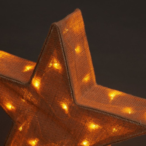 Christmas 3D LED Decoration 3 Stars, outdoor, mains, jute