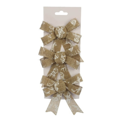 Christmas Decoration Bow 3pcs, linen