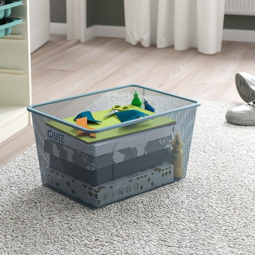 TROFAST Storage combination with boxes, white light green-grey/grey-blue, 46x30x145 cm