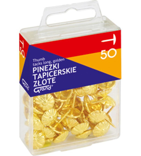 Thumb Tacks 50pcs, long, golden