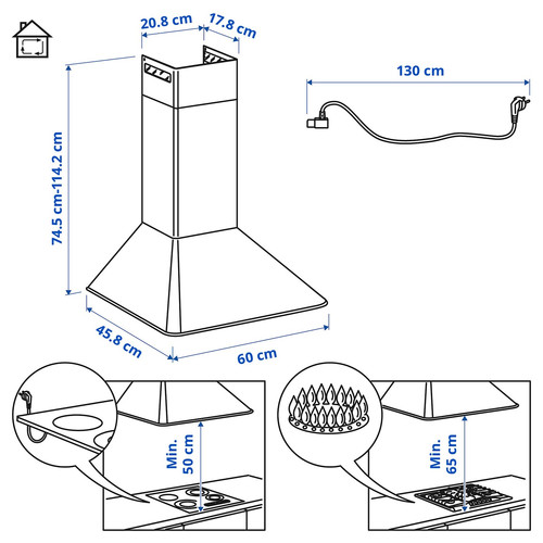 MATTRADITION Wall mounted kitchen fan, stainless steel