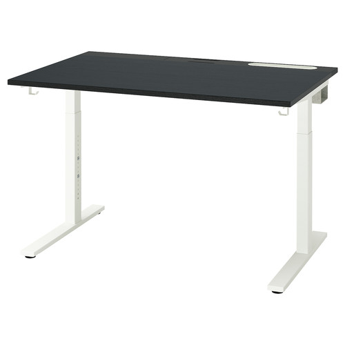 MITTZON Desk, black stained ash veneer/black white, 120x80 cm