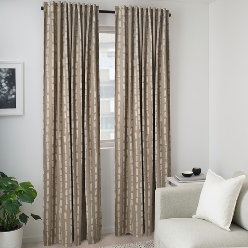 HÄCKBERBERIS Room darkening curtains, 1 pair, beige, 145x300 cm