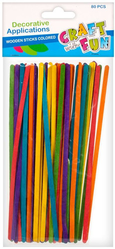 Wooden Sticks Colored 80pcs