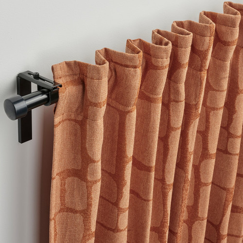 LÖNNSTÄVMAL Block-out curtains, 1 pair, light red-brown, 145x300 cm