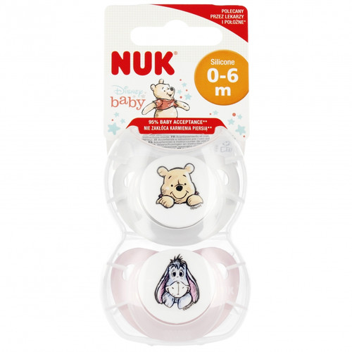 NUK Soother Pacifier Disney Winnie The Pooh 2pcs 0-6m, pink