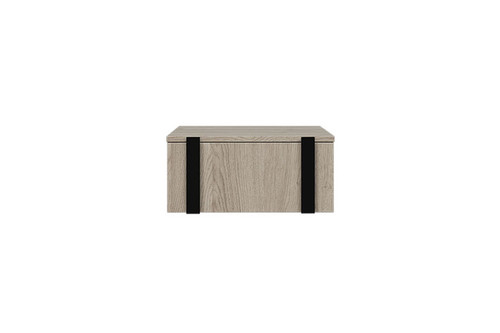 Wall-Mounted Bedside Table Verica Set of 2, biscuit oak/black handles