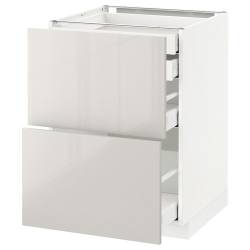 METOD/MAXIMERA Base cb 2 frnts/2 low/1 md/1 hi drw, white, Ringhult light grey, 60x61.8x88 cm