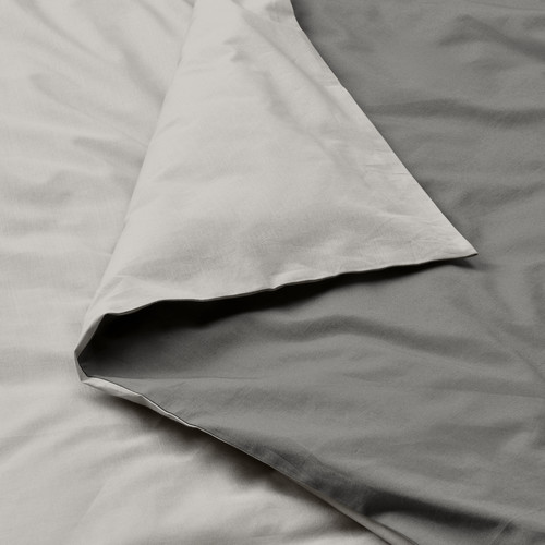 STRANDTALL Duvet cover and 2 pillowcases, grey/dark grey, 200x200/50x60 cm