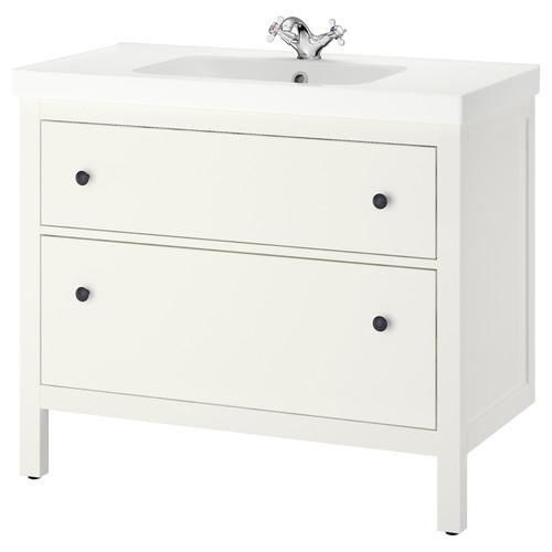 HEMNES / ODENSVIK Wash-stand with 2 drawers, white, Runskär tap, 103x49x89 cm