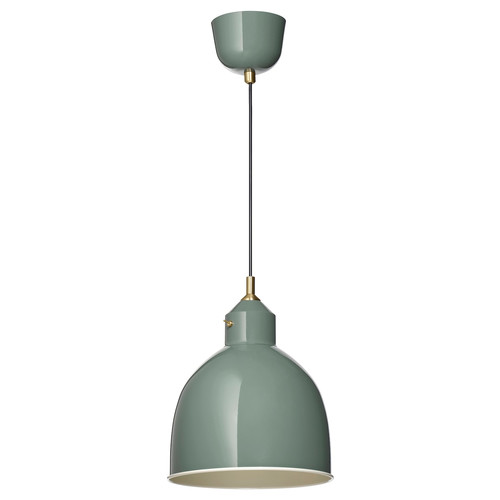 RÖDFLIK Pendant lamp, grey-green