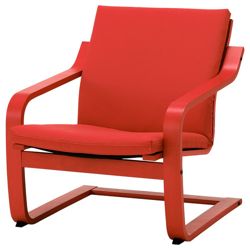 POÄNG Low-back armchair, red/Vissle red