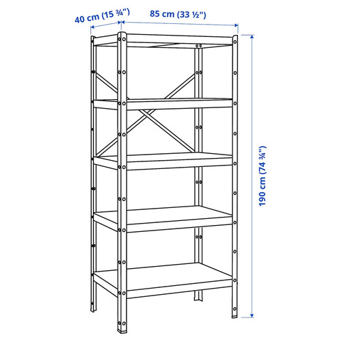 BROR Shelving unit, black, 85x40x190 cm